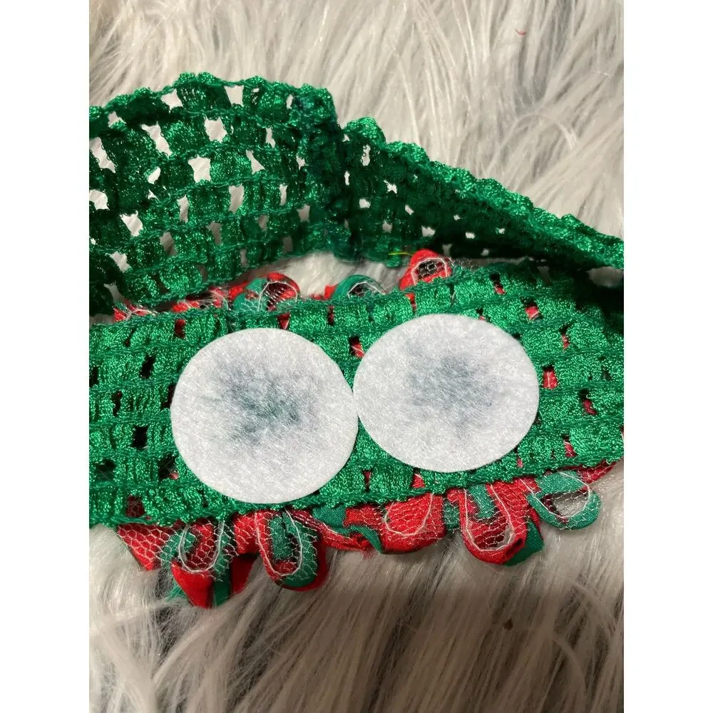 Baby Toddler Flower  Headbands Christmas Tree- Set of 2 green red handmade